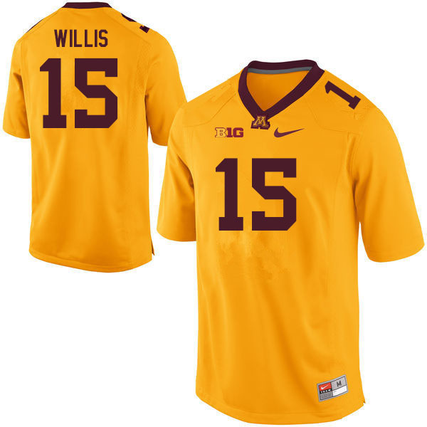 Men #15 Donald Willis Minnesota Golden Gophers College Football Jerseys Sale-Gold